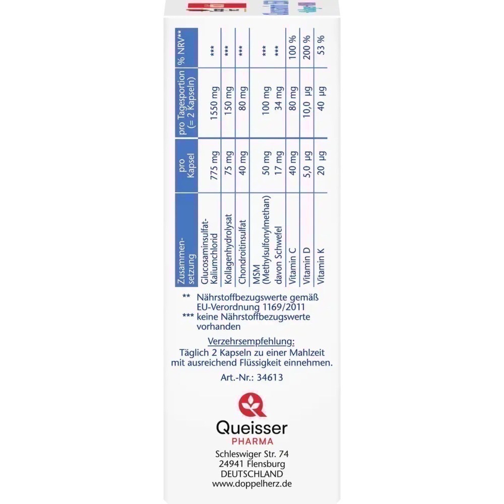 Doppelherz 雙心牌 Glucosamin 1550 高單位骨膠原 關節保健葡萄糖胺 40粒裝-細節圖2