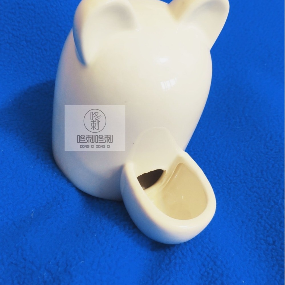 咚刺咚刺🦔 可愛造型瓷水瓶 兔耳朵水瓶 喂水器 防翻水瓶 刺蝟水瓶-細節圖2