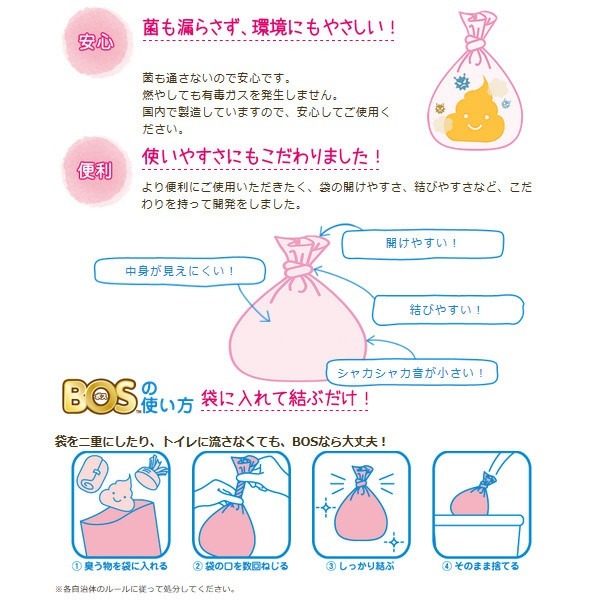 LittleBabyStore-日本製 BOS尿布除臭袋 垃圾袋 防臭袋 尿布袋/生理用品/寵物便袋/廚餘袋-細節圖3