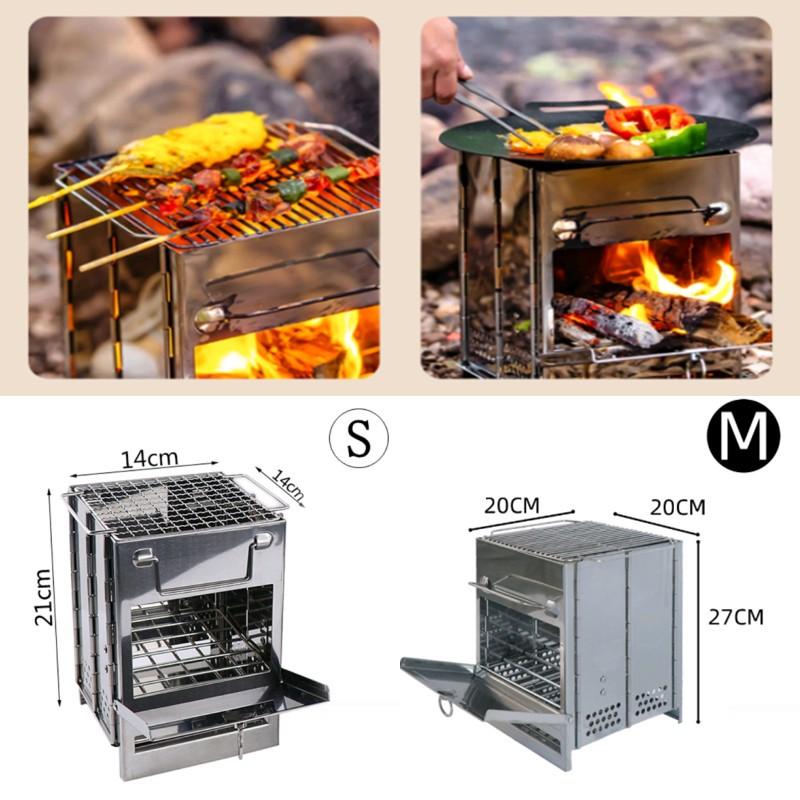 【Rising】(不鏽鋼摺疊烤爐)迷你烤爐 迷你焚火台 折疊燒烤爐 烤肉爐 摺疊烤肉架 折疊柴火爐 烤肉爐烤架 柴火爐-細節圖7