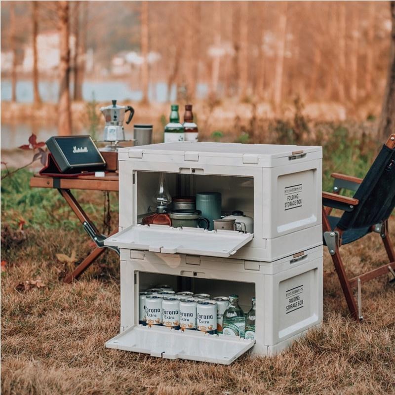 【Rising】(側開折疊收納箱)50L 車載收納箱 露營側開三門收納箱 車用整理箱 木蓋三開門折疊箱 附木板-細節圖6