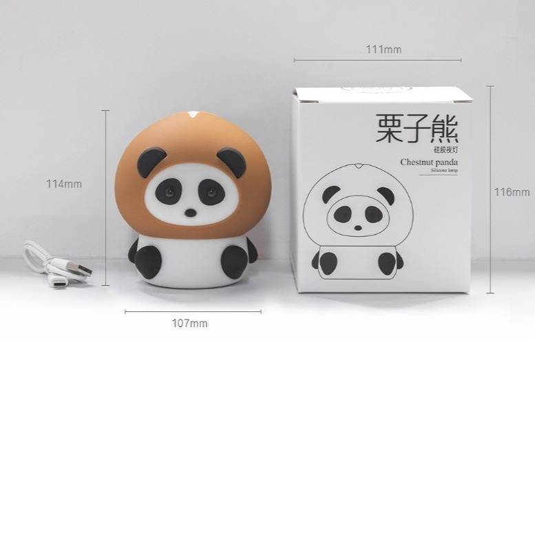 (24小時出貨) 栗子造型熊定時小夜燈 七彩變色燈 拍拍變色燈 栗子熊 熊貓 貓熊造型小夜燈-細節圖6