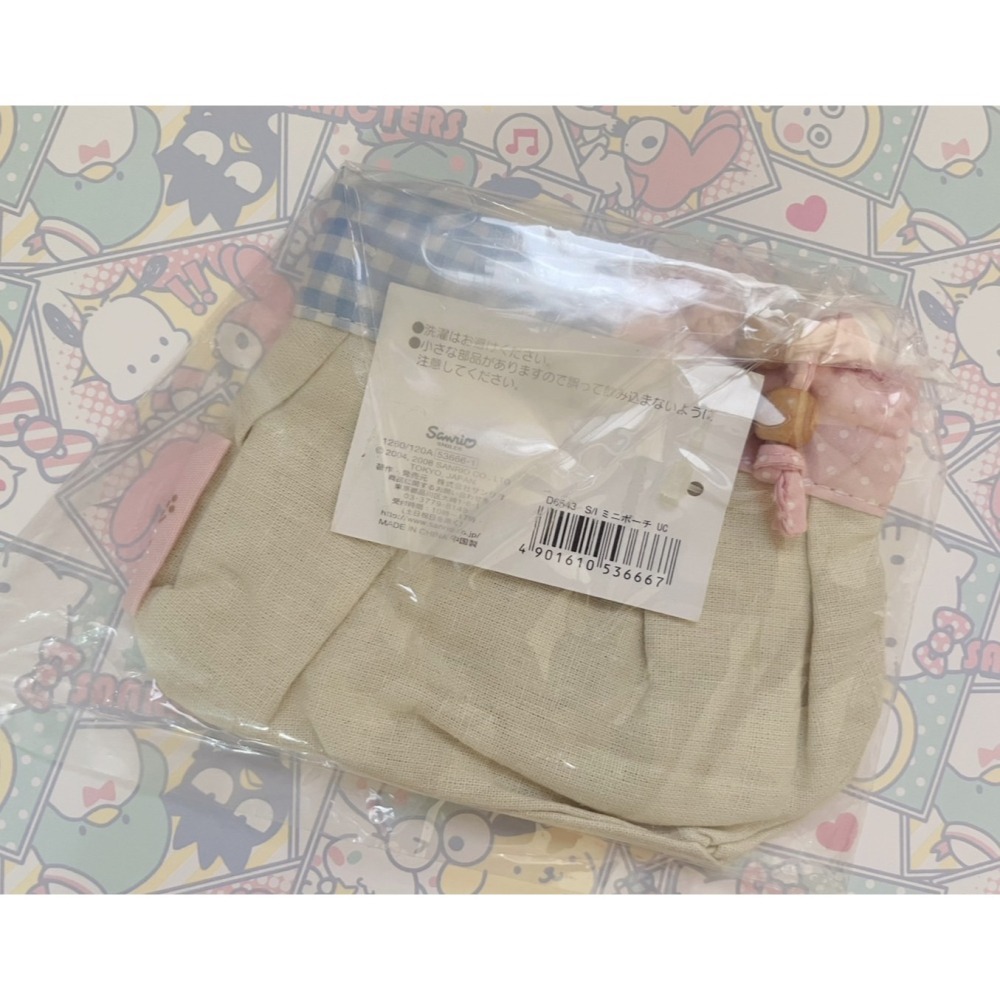 奶油點心兔~絕版蜜糖邦尼/甜點兔/sugarbunnines刺繡款拉鍊化妝包/收納小包~格紋鈕扣田園風-細節圖2