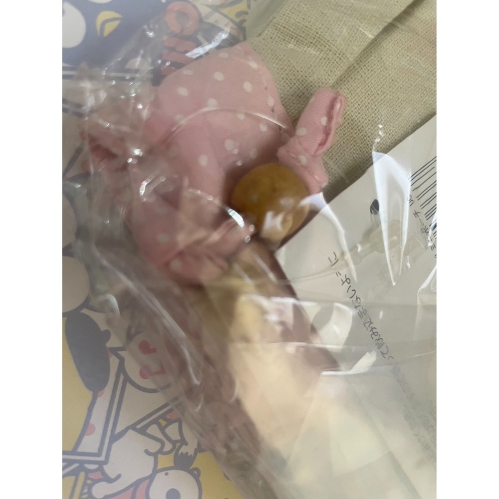 奶油點心兔~絕版蜜糖邦尼/甜點兔/sugarbunnines刺繡款拉鍊化妝包/收納小包~格紋鈕扣田園風-細節圖5