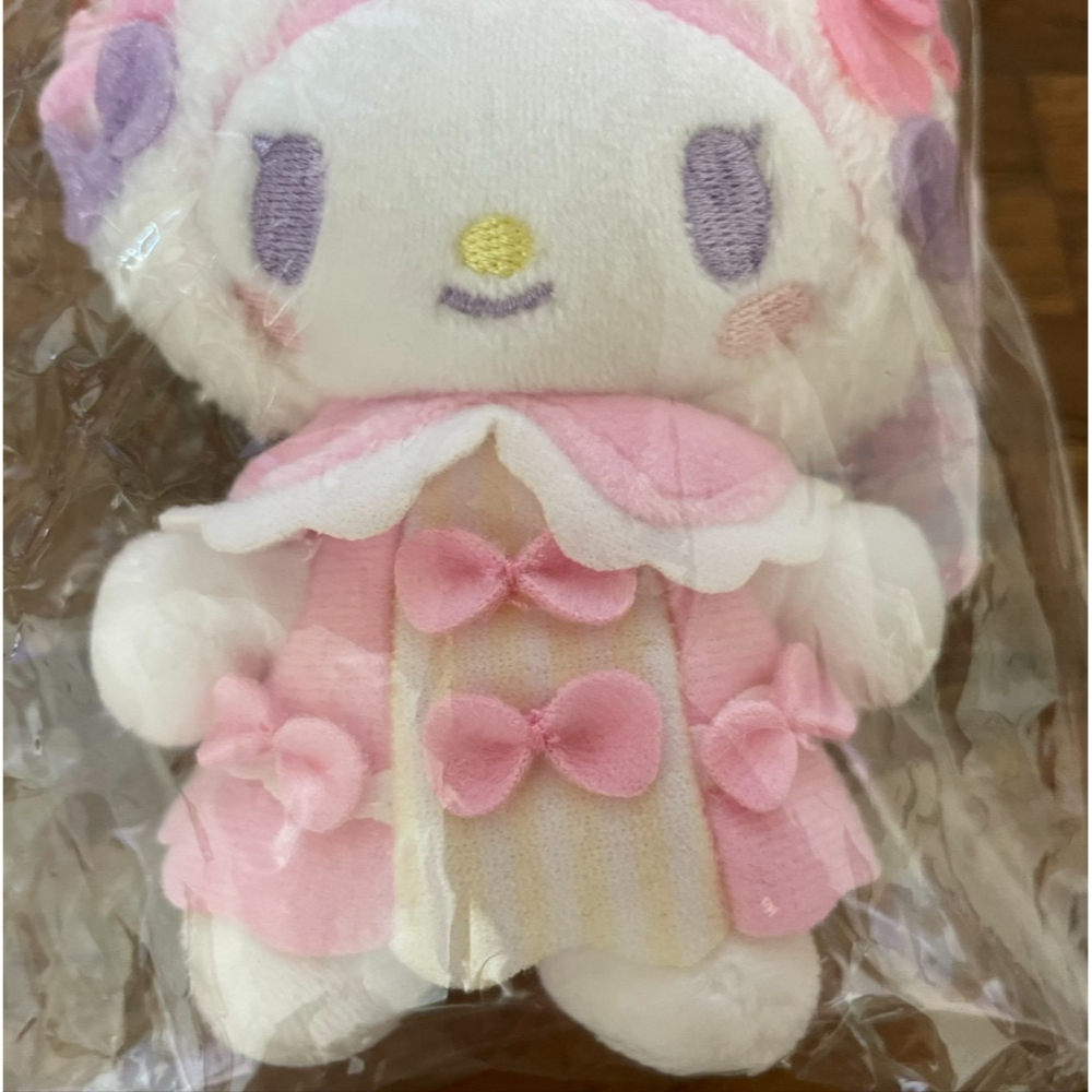 奶油點心兔~絕版DOLLYMIX系列~美樂蒂粉紅蝴蝶結好多多甜點造型洋裝吊飾娃~珠鍊-細節圖5