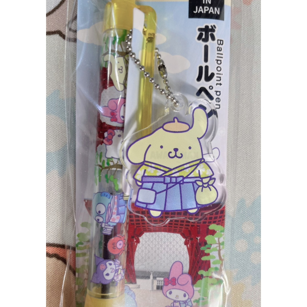 奶油點心兔~日本Sanrio地方限定系列，金澤限定布丁狗和服造型黑色原子筆~日本製~TY-細節圖4