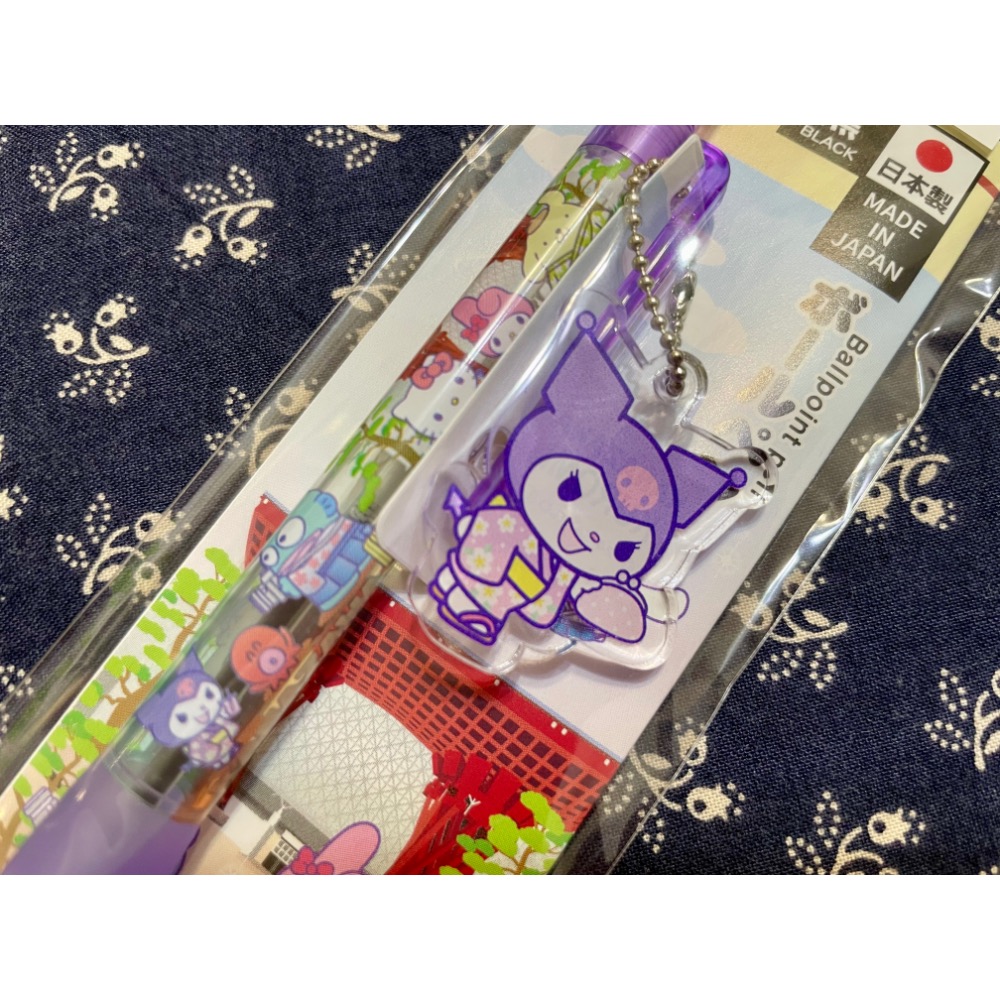 奶油點心兔：日本金沢地方限定，酷洛米/KUROMI/庫洛米粉紫色和服/浴衣造型壓克力吊飾原子筆-細節圖2