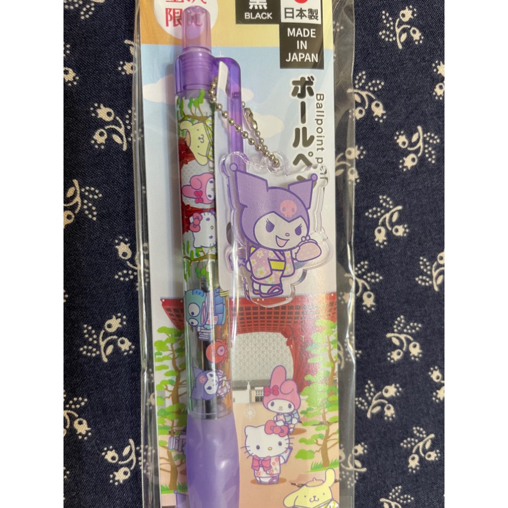 奶油點心兔：日本金沢地方限定，酷洛米/KUROMI/庫洛米粉紫色和服/浴衣造型壓克力吊飾原子筆-細節圖3