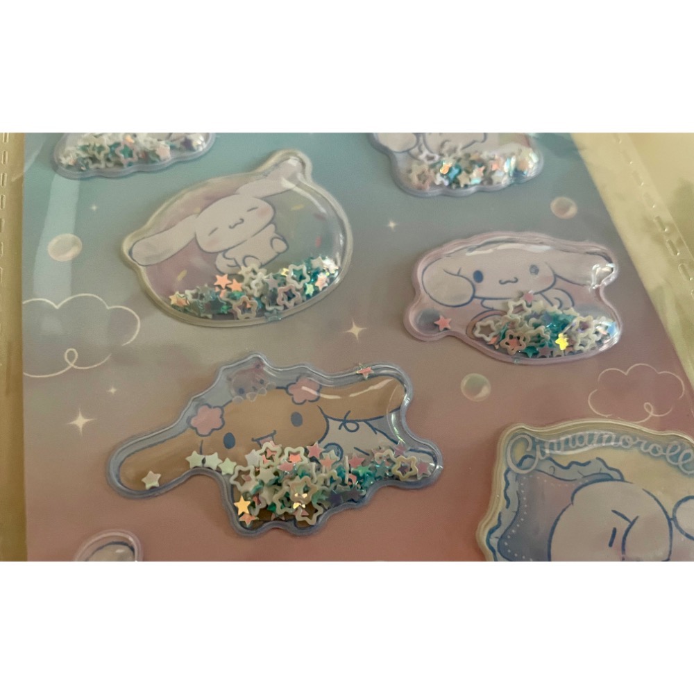 奶油點心兔：日本限定販售，大耳狗透明泡泡立體感 星星流沙貼紙-細節圖2
