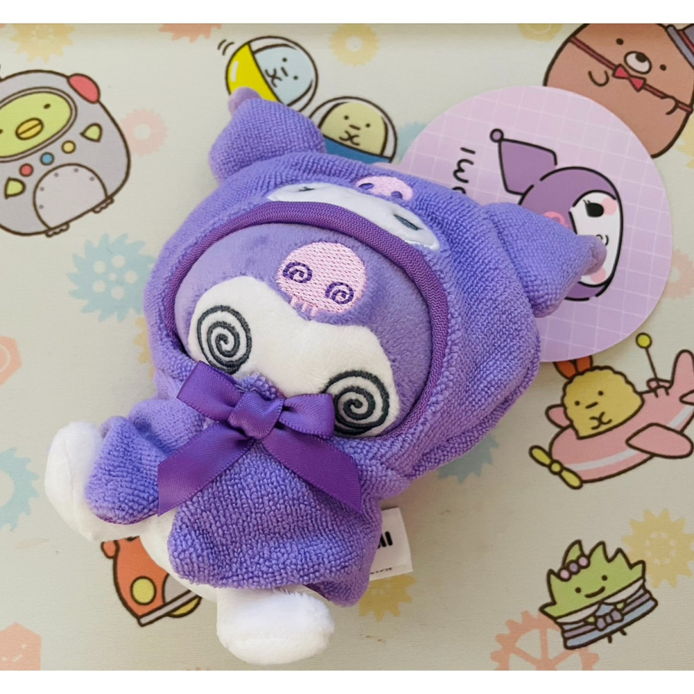 奶油點心兔~亞洲版特殊表情系列：庫洛米/酷洛米/KUROMI驚嚇表情+造型斗篷鑰匙圈吊飾娃娃/絨毛玩偶吊飾-細節圖2