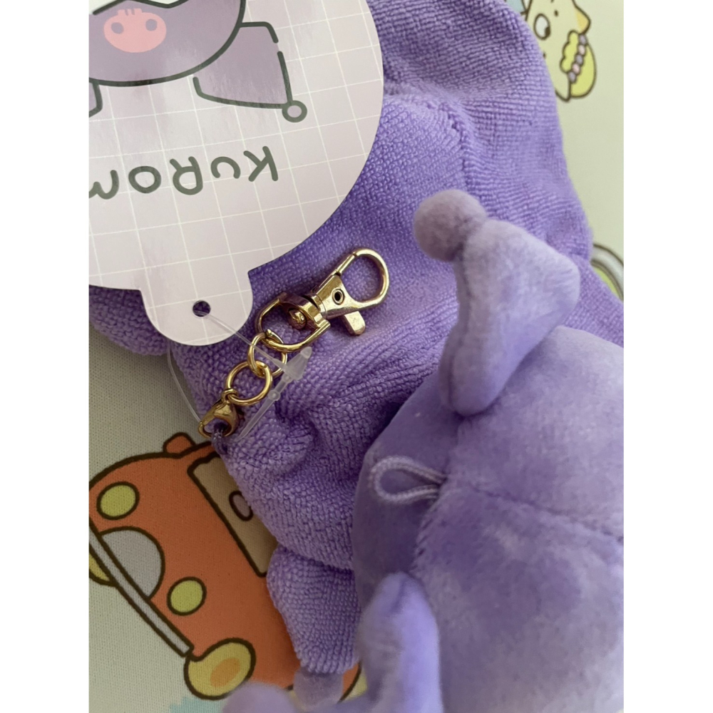 奶油點心兔~亞洲版特殊表情系列：庫洛米/酷洛米/KUROMI驚嚇表情+造型斗篷鑰匙圈吊飾娃娃/絨毛玩偶吊飾-細節圖4