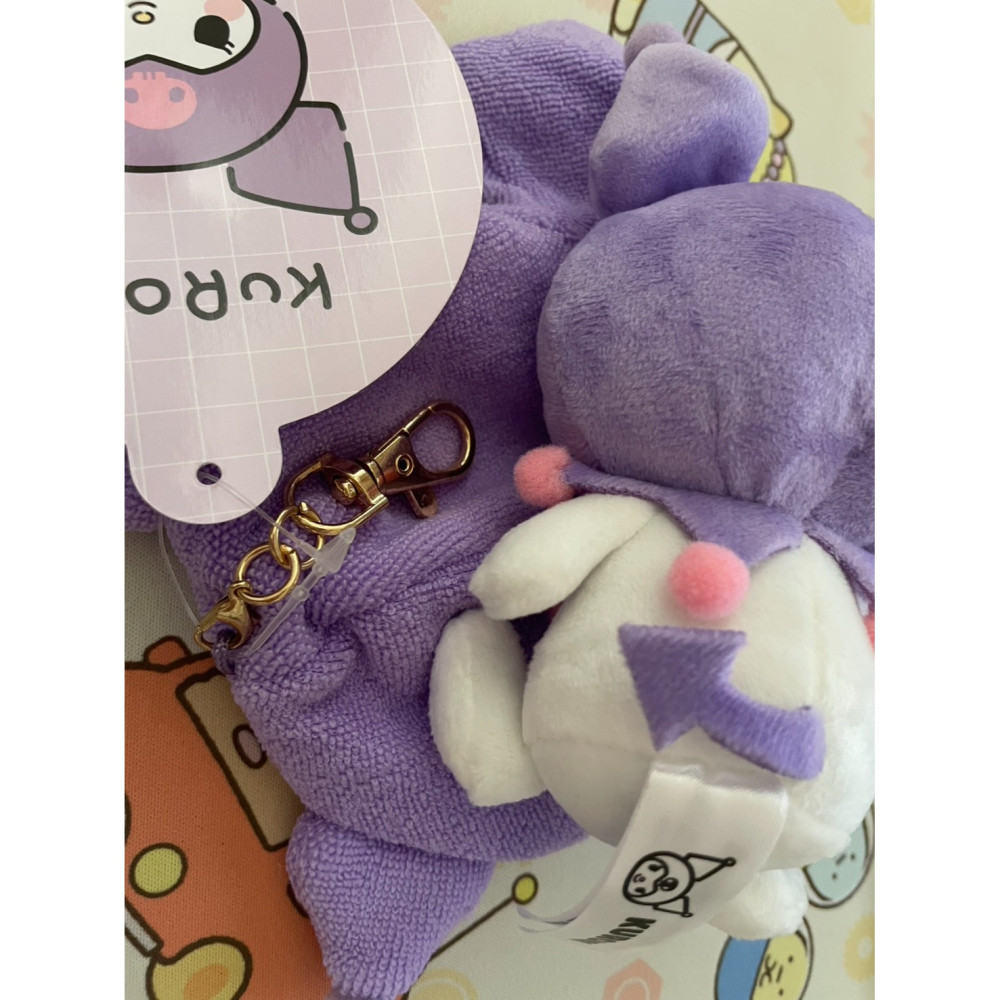 奶油點心兔~亞洲版特殊表情系列：庫洛米/酷洛米/KUROMI驚嚇表情+造型斗篷鑰匙圈吊飾娃娃/絨毛玩偶吊飾-細節圖6