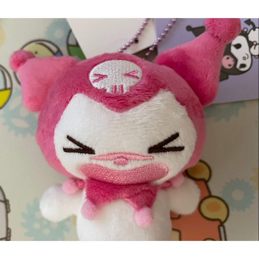 奶油點心兔~美樂蒂50th&酷洛米20th系列商品：絕版庫洛米哭到變粉紅色超可憐造型吊飾娃~桃粉> <眼~KUROMI-細節圖2