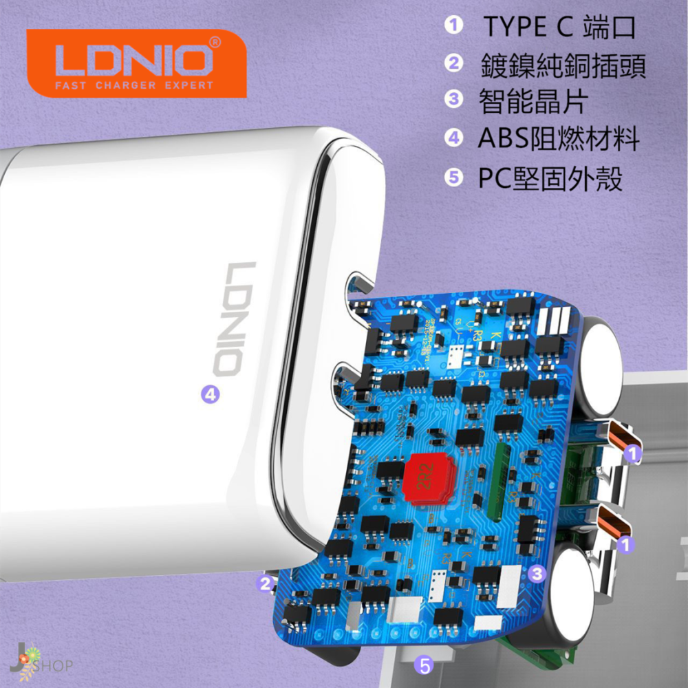 LDNIO 力德諾 GaN 氮化鎵 35W PD 充電器 附數據線 快充頭 TYPE C 豆腐頭-細節圖6