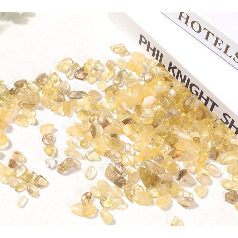 [水晶專賣24h出貨] 天然礦採 水晶碎石 黃水晶 魚缸花盆造景石 消磁石 水晶擴香 水晶 能量石 風水-細節圖2