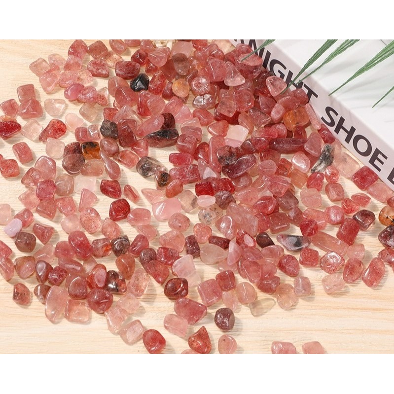 [水晶專賣24h出貨] 天然礦採 水晶碎石 草莓晶 魚缸花盆造景石 消磁石 水晶擴香 水晶 能量石 風水-細節圖2
