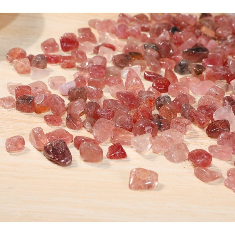 [水晶專賣24h出貨] 天然礦採 水晶碎石 草莓晶 魚缸花盆造景石 消磁石 水晶擴香 水晶 能量石 風水-細節圖3