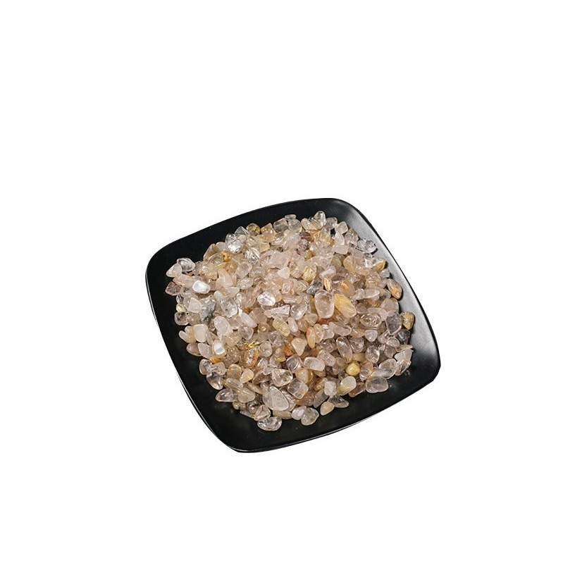 [水晶專賣24h出貨] 水晶碎石 金髮晶 魚缸花盆造景石 消磁石 水晶 髮晶 招財 能量石 風水 白水晶 粉水晶-細節圖5