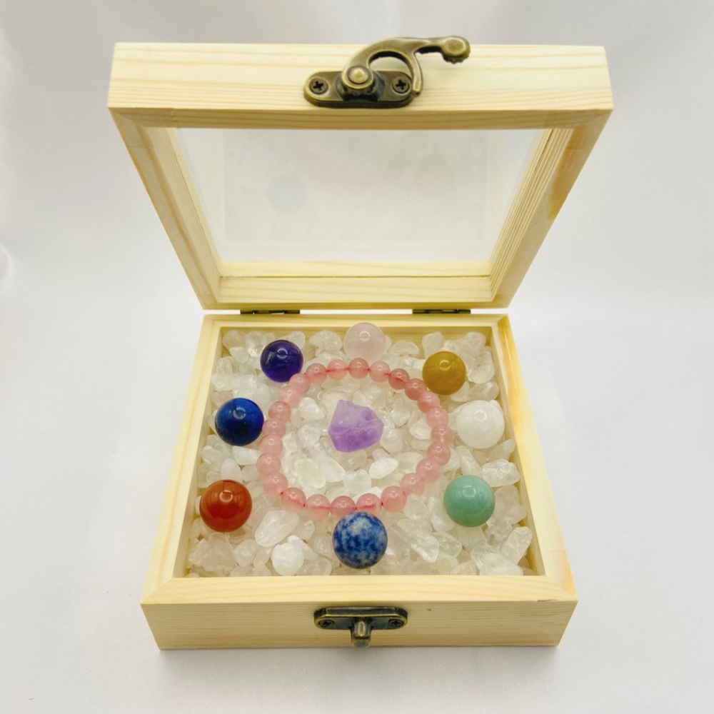 [水晶專賣24h出貨] 水晶消磁 收納 木盒 玻璃蓋木盒 水晶碎石消磁盒 消磁碗 水晶 水晶碎石 淨化水晶 水晶-細節圖6