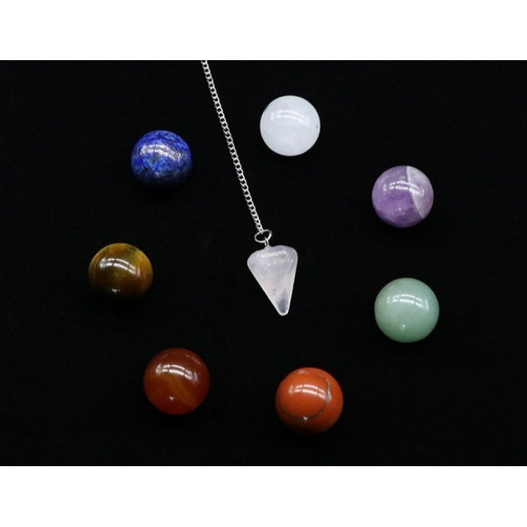 [水晶專賣24h出貨] 七脈輪水晶套裝 水晶球 水晶原石 生活用品  水晶 玉石  送禮 風水 白水晶 粉水晶 紫水晶-細節圖2