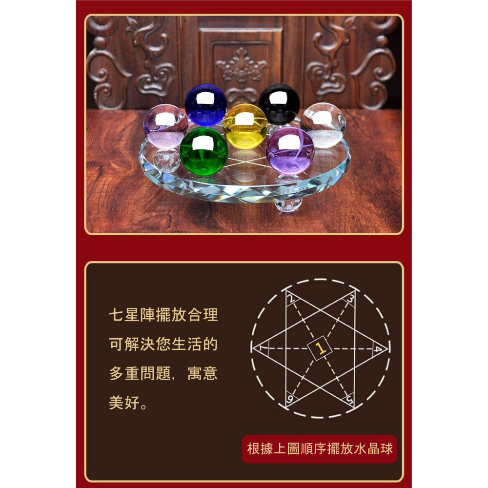 [水晶專賣24h出貨] 水晶七星盤 七星陣底座 K9水晶 水晶球 配件 家居裝飾 招財水晶柱 支架擺件 水晶-細節圖8