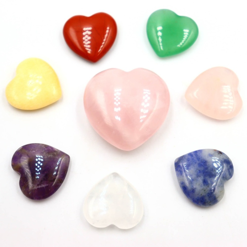 [水晶專賣24h出貨] 七顆愛心水晶套裝 水晶 能量石 風水 擺件 白水晶 粉水晶 紫水晶 冥想 玉石  送禮 風水-細節圖3