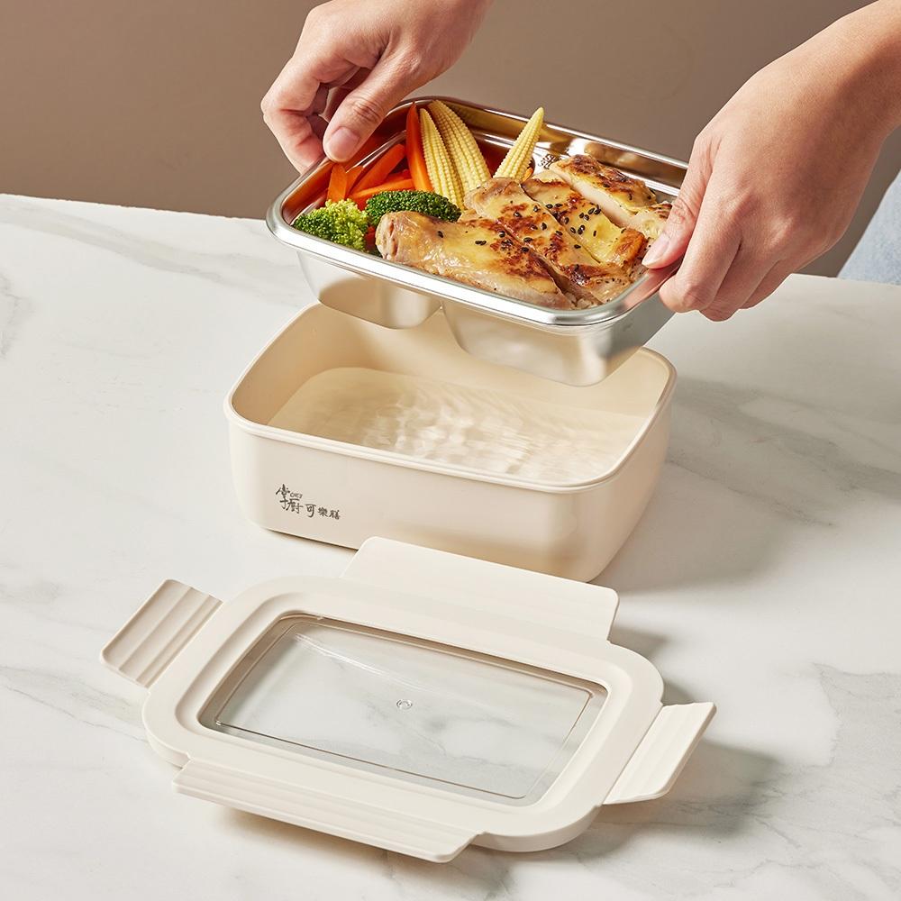 掌廚可樂膳 304不鏽鋼分隔防燙保鮮盒850ML/米白-細節圖4