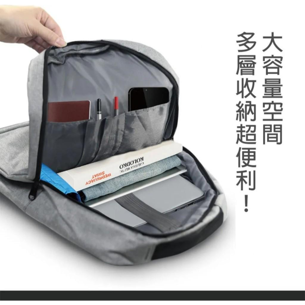 Uniscope 優思 17吋 筆電 電腦 後背包 灰 @再贈「Snoopy 史努比圓形微波保鮮盒 620ml」-細節圖3