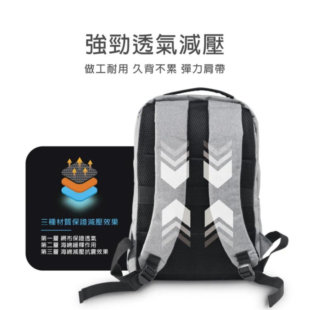 Uniscope 優思 17吋 筆電 電腦 後背包 灰 @再贈「Snoopy 史努比圓形微波保鮮盒 620ml」-細節圖4