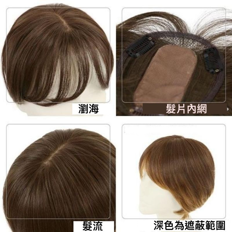 大範圍遮白髮片｜瀏海手工+I型人工頭皮 ｜補髮量.遮白髮｜假髮片 .女髮片.頭頂補髮片｜日本進口-細節圖9