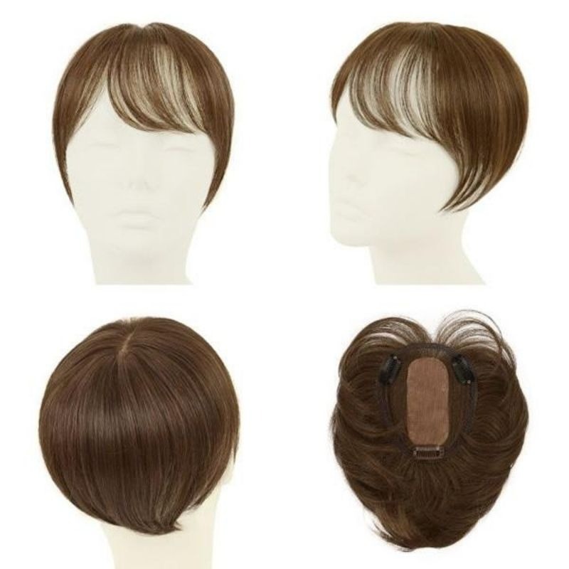 大範圍遮白髮片｜瀏海手工+I型人工頭皮 ｜補髮量.遮白髮｜假髮片 .女髮片.頭頂補髮片｜日本進口-細節圖10