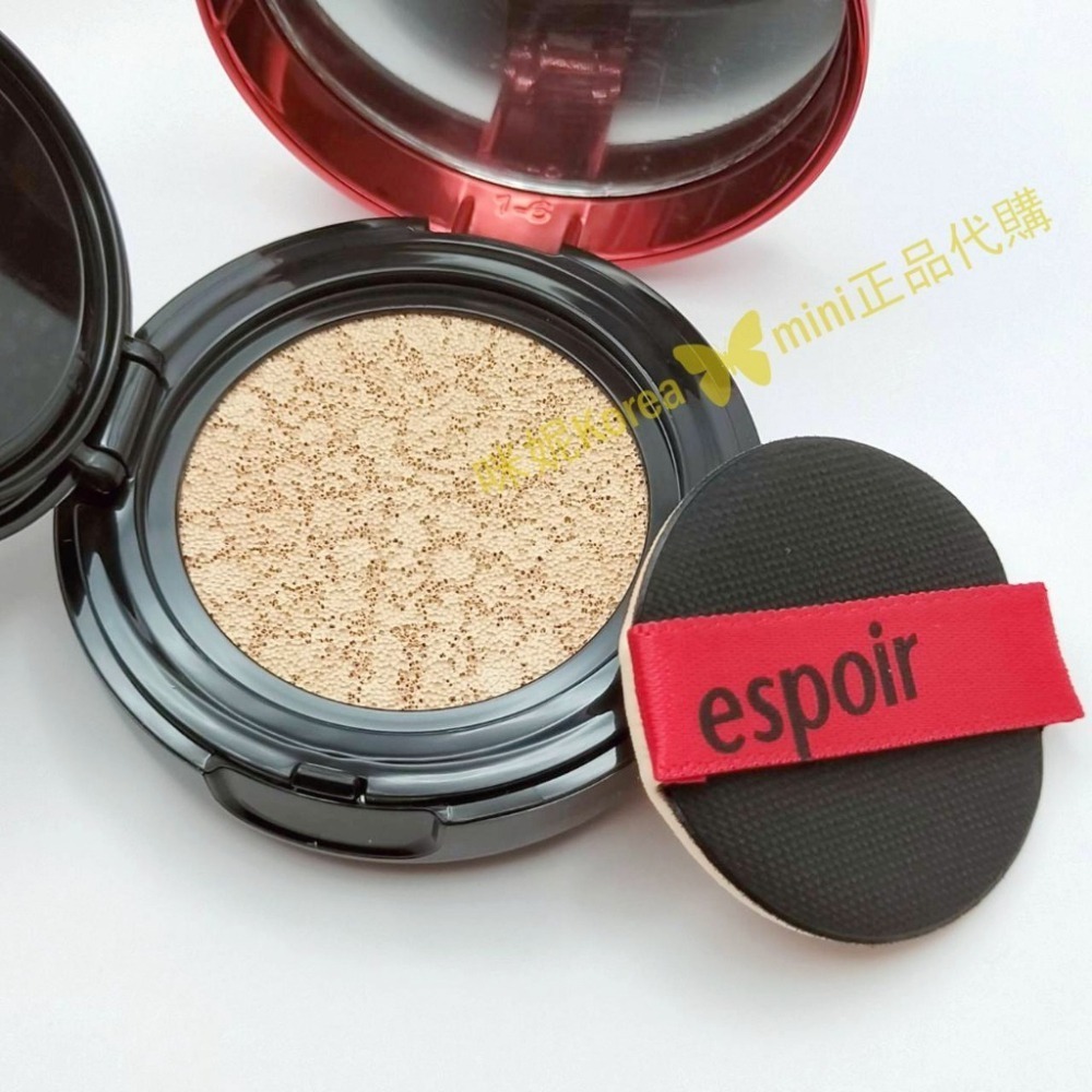 mini♥️咪妮♥️espoir 新款 浮雕紅盒絲絨 #21 IVORY 迷你氣墊-細節圖3