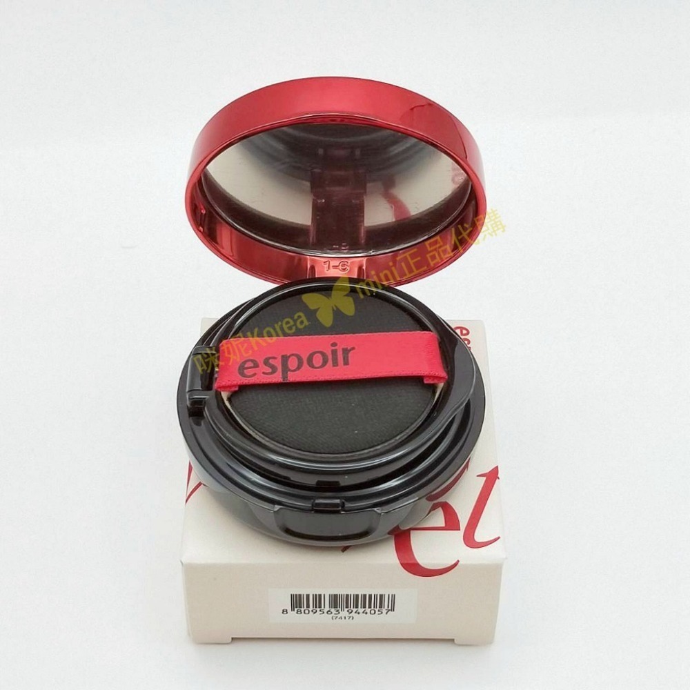 mini♥️咪妮♥️espoir 新款 浮雕紅盒絲絨 #21 IVORY 迷你氣墊-細節圖4