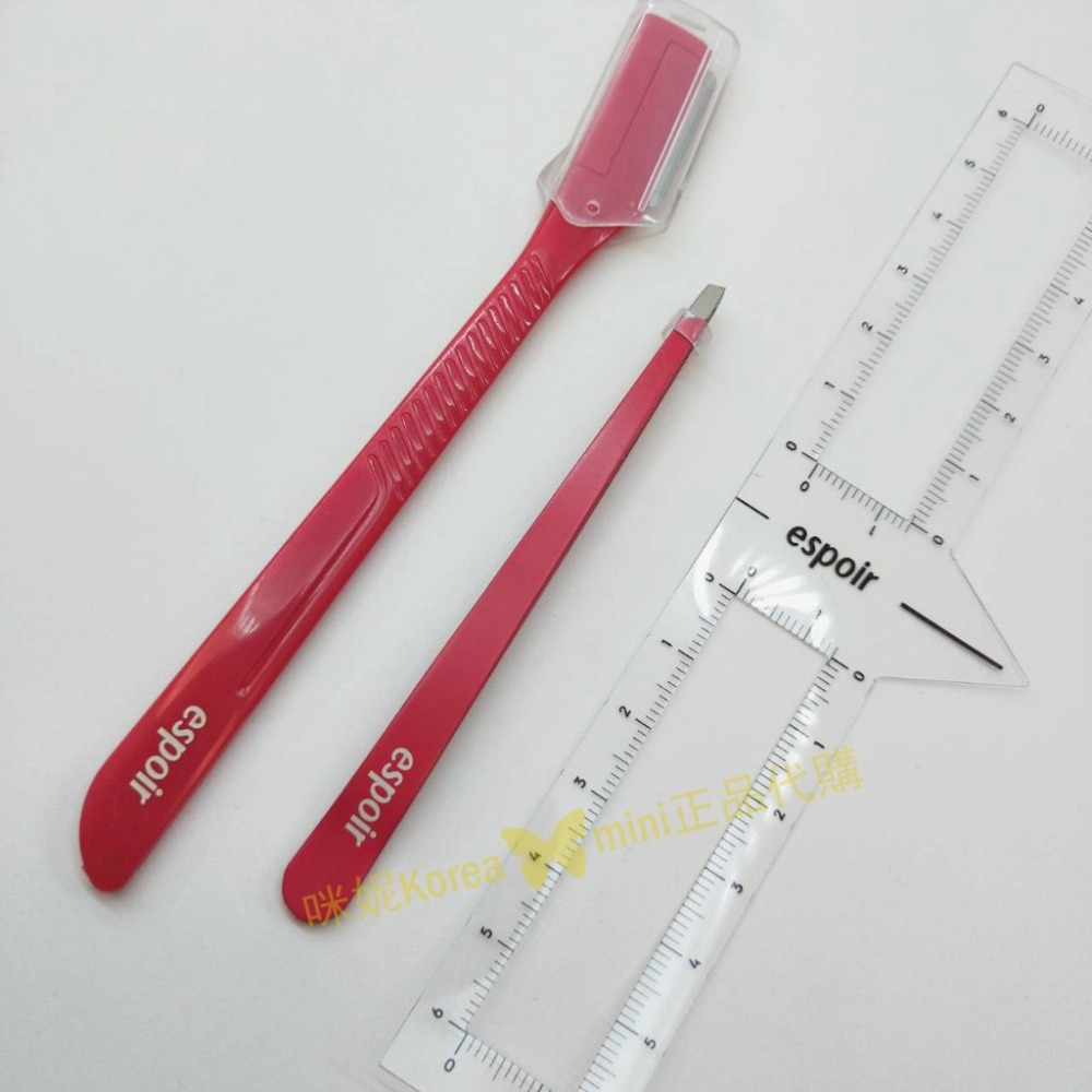 mini♥️咪妮♥️espoir 不鏽鋼 眉毛工具三件組【畫眉平衡尺+安全修眉刀+夾毛器】-細節圖7