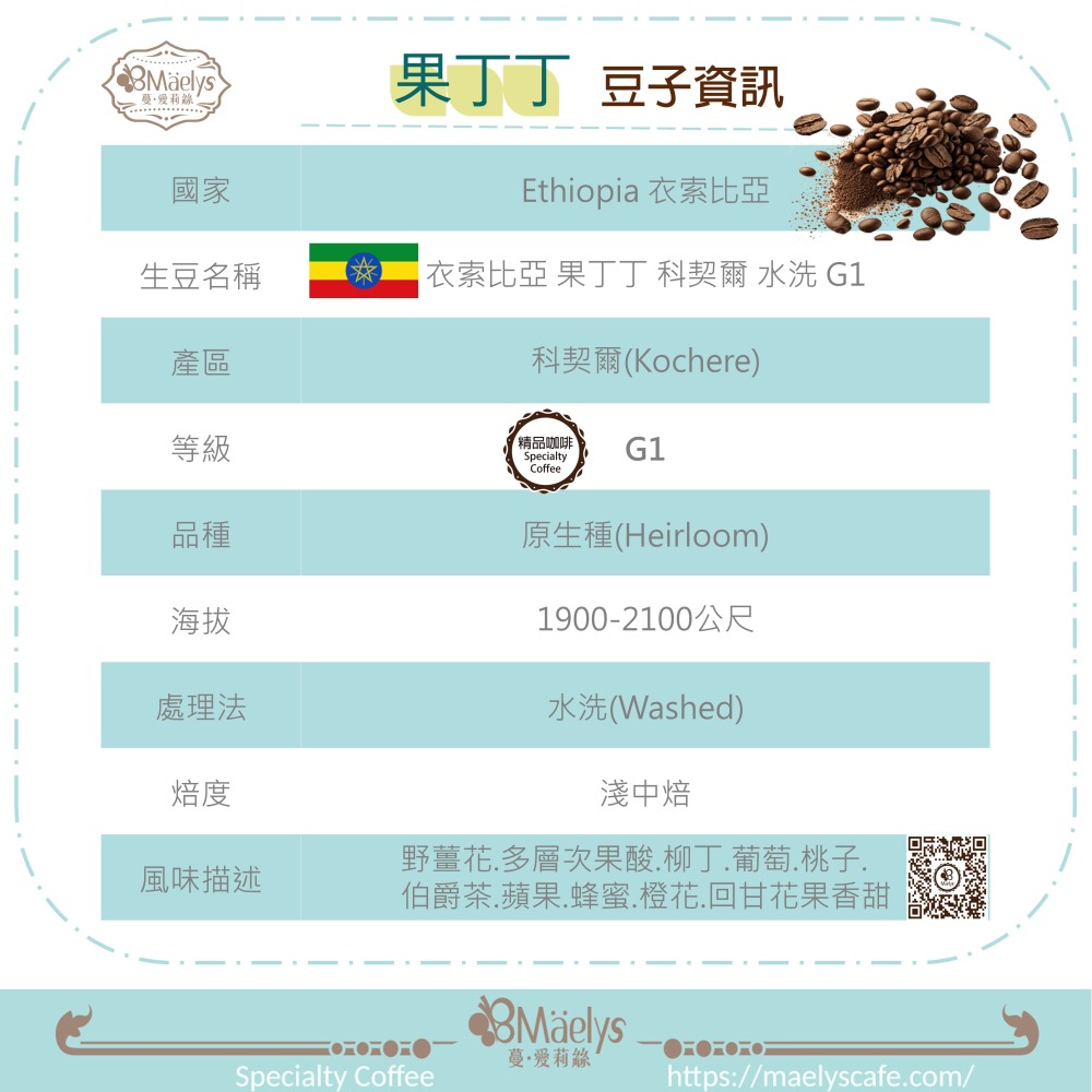 《果丁丁》20入經濟組 浸泡式咖啡包 衣索比亞 科契爾 水洗 G1淺中焙-細節圖2