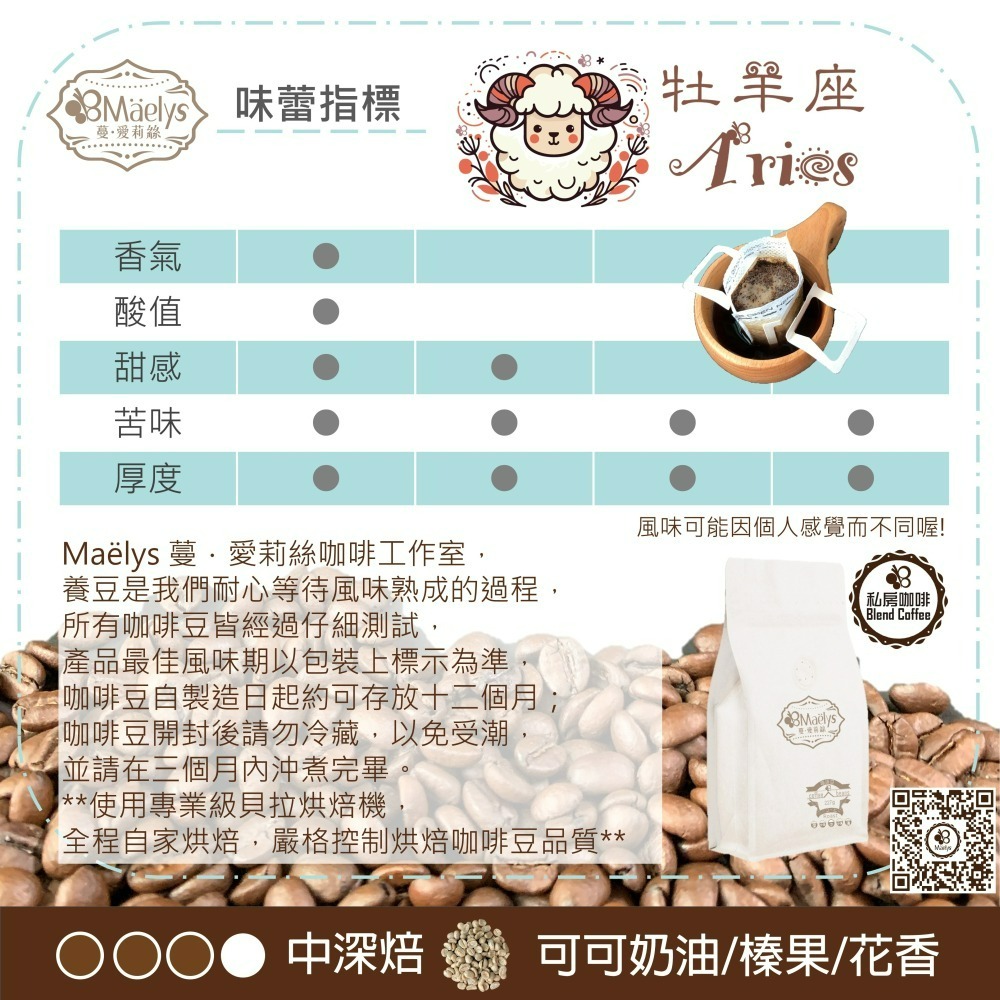 Maelys ♈【牡羊座 Aries】單品特製典藏配方豆-227g/半磅/中深-細節圖5