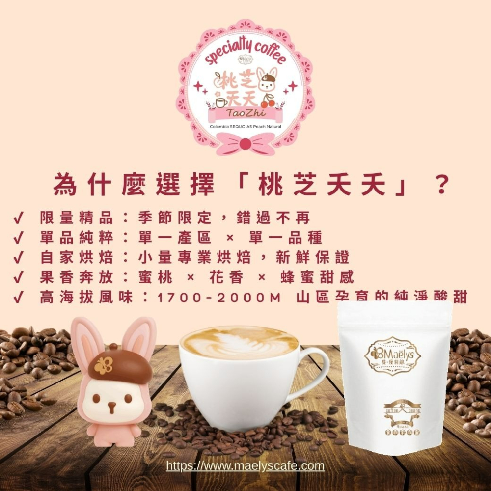 【Maelys】咖啡豆｜桃芝夭夭 TaoZhi｜哥倫比亞 紅杉處理廠 日曬 淺焙 1/4磅-細節圖6