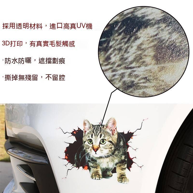 3D立體動物車紙 汽車寵物貼紙 洗車不掉 汽車玻璃貼紙 防曬防水防刮痕 猫咪貼紙 狗狗貼紙 汽車貼 個性玻璃貼-細節圖4