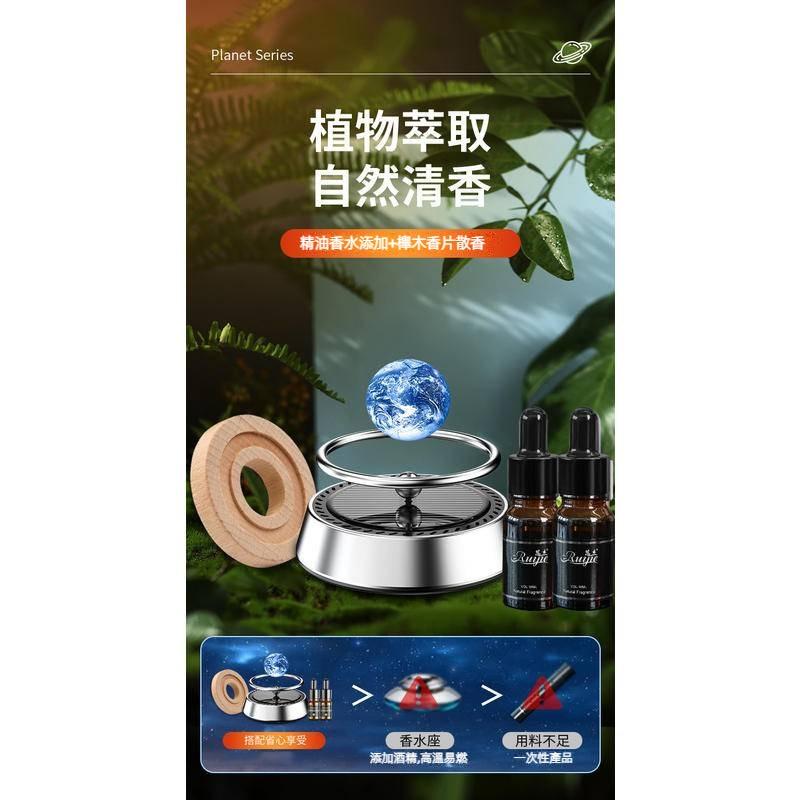汽車香水 車用香薰 汽車香氛 科技感懸浮星球香薰 車用香芬 香水 香燻 汽車擴香 車用香水 太陽能旋轉香氛 汽車裝飾-細節圖3