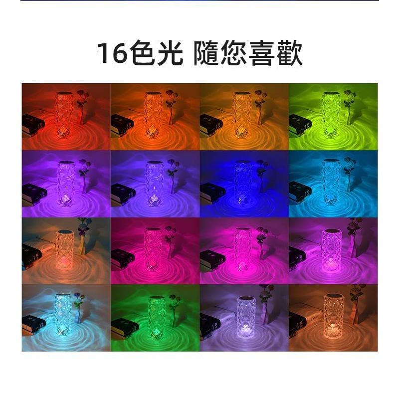 變色觸控小夜燈 玫瑰氛圍燈 16色+觸控+遙控 LED小夜燈 床頭燈 充插電兩用 氣氛燈 露營燈 房間氣氛燈 交換禮物-細節圖8