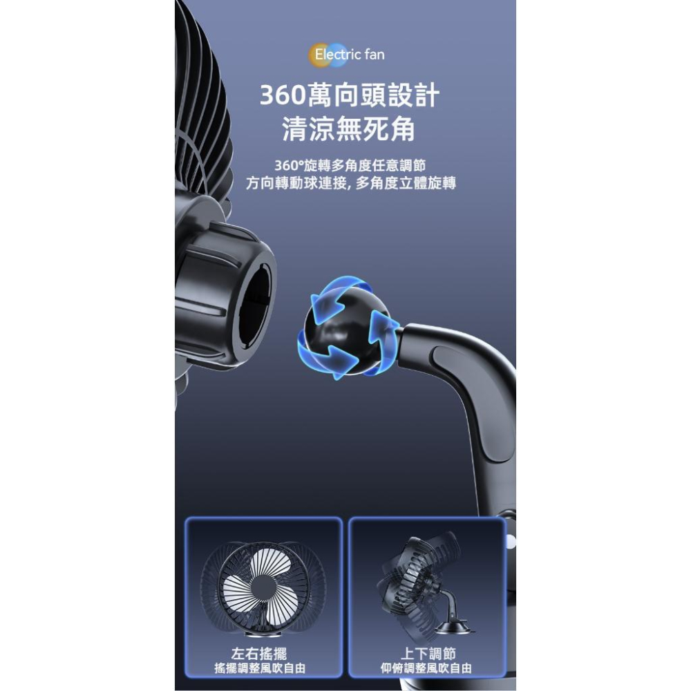 汽車風扇 USB風扇 靜音大風力 12/24v車用風扇 車用電風扇 汽車電風扇 汽車後排電風扇 後座風扇 貨車風扇-細節圖9