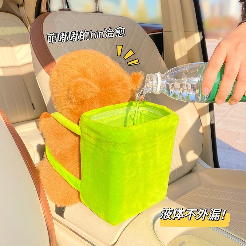 卡皮巴拉車用垃圾桶 汽車紙巾盒 二合一多功能 汽車收納 防水設計 汽車紙巾盒 汽車衛生紙盒 車用紙巾盒 車用衛生紙盒-細節圖3