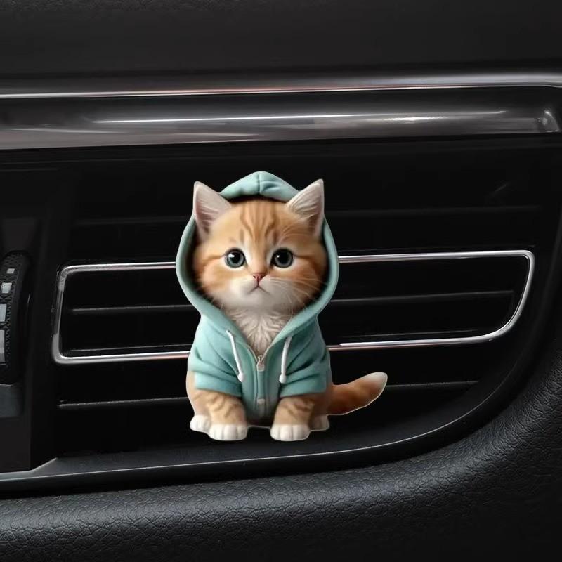 可愛貓咪汽車香薰 汽車香水 出風口香水 固體香膏 車用香氛 除異味 冷氣出風口香薰片 出風口香薰 汽車香氛 可愛裝飾香氛-細節圖3