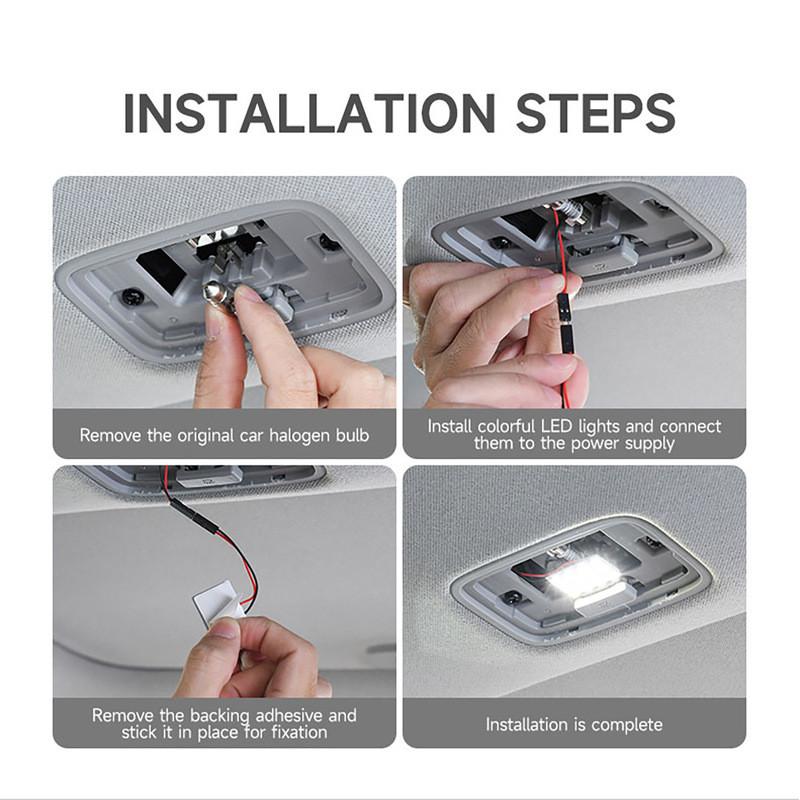 汽車室內燈 T10雙尖頭 遙控七彩LED閱讀燈 12V 5050燈珠 汽車閱讀燈 LED室內燈 車頂燈 車廂燈 車內燈-細節圖2