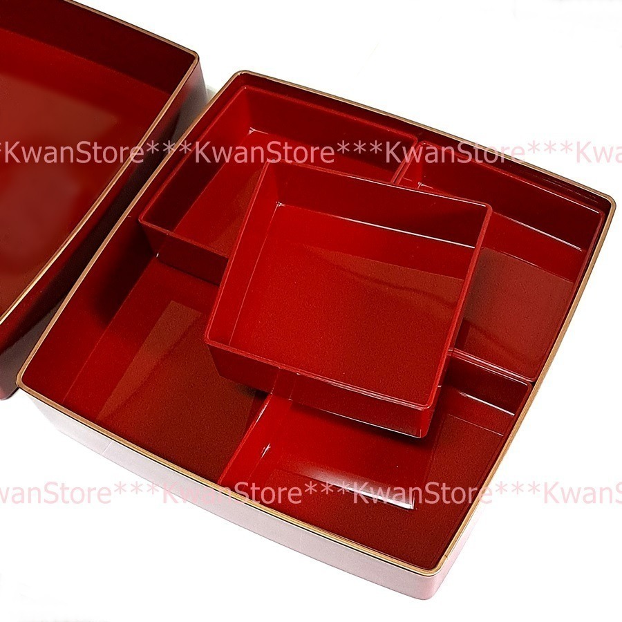 [年終促銷][24cm]日本製 金箔雙層方形果盒 糖果盒~結婚過年過節好看又實用~山中漆器-細節圖5