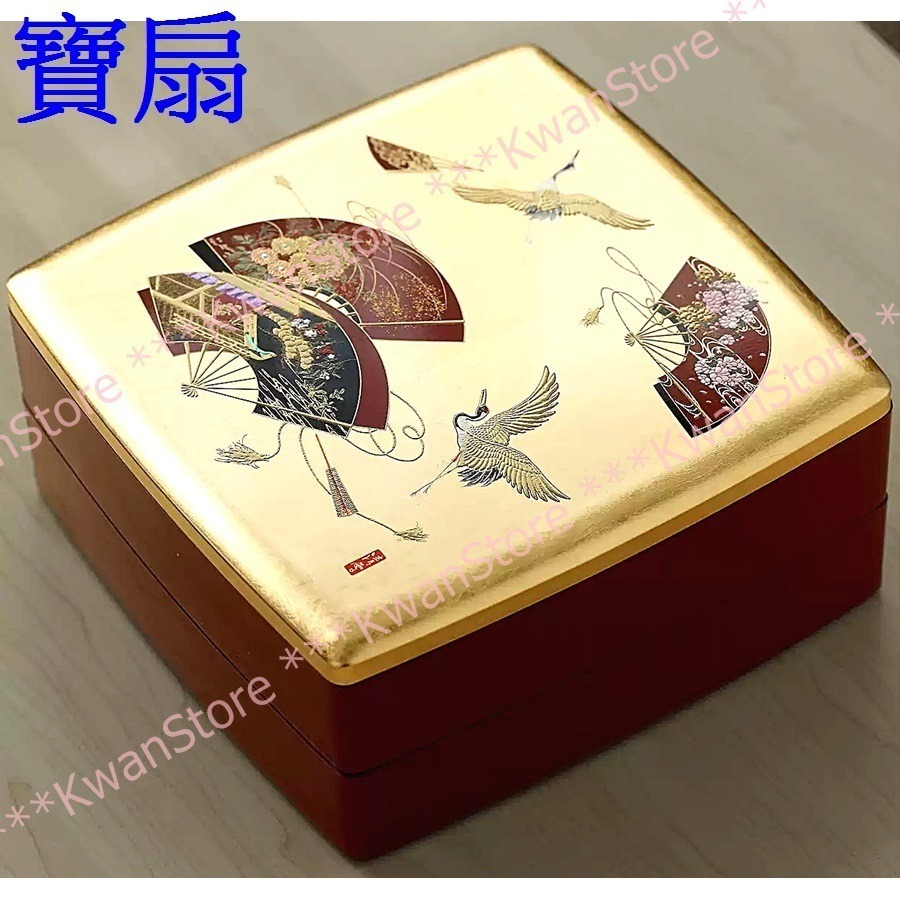 [年終促銷][24cm]日本製 金箔雙層方形果盒 糖果盒~結婚過年過節好看又實用~山中漆器-細節圖3