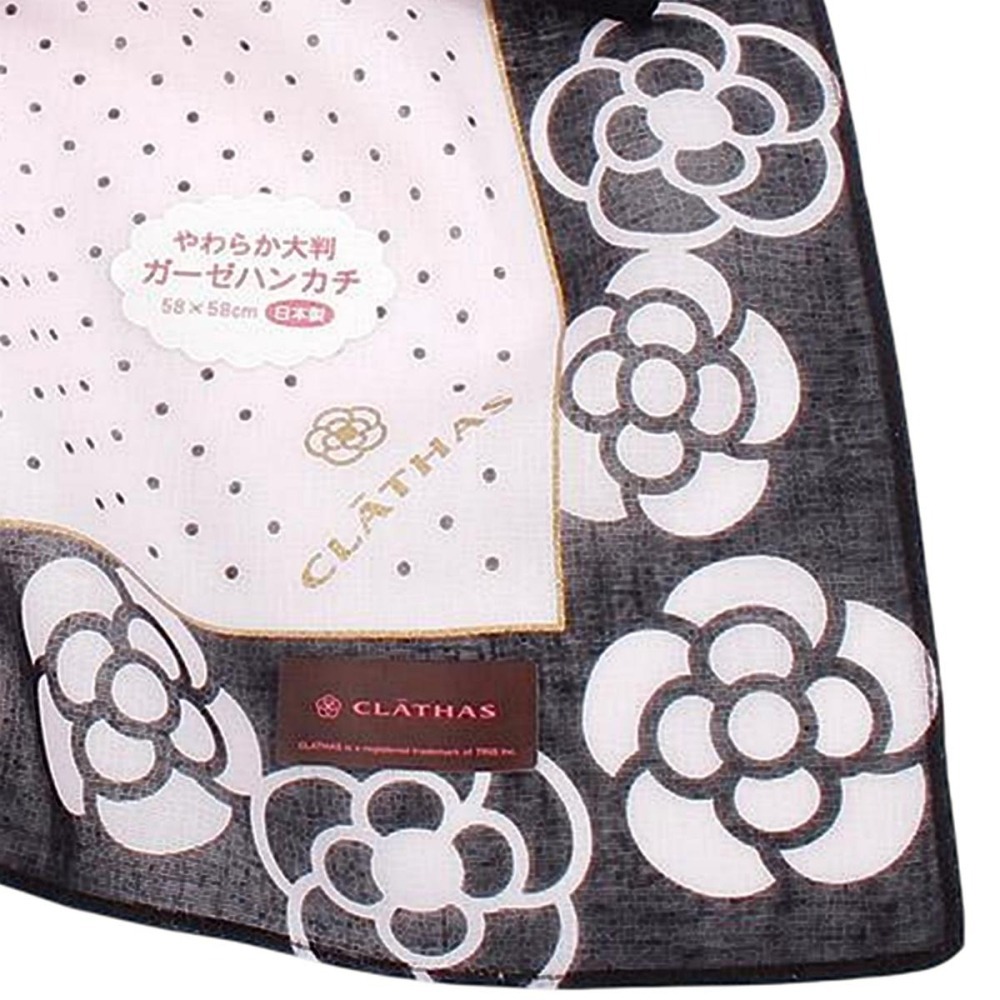 [58*58]日本製 CLATHAS山茶花 手帕 專櫃品牌 純棉手帕 大方巾 領巾 絲巾 圍巾-細節圖7