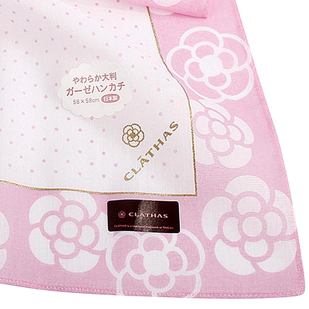 [58*58]日本製 CLATHAS山茶花 手帕 專櫃品牌 純棉手帕 大方巾 領巾 絲巾 圍巾-規格圖10