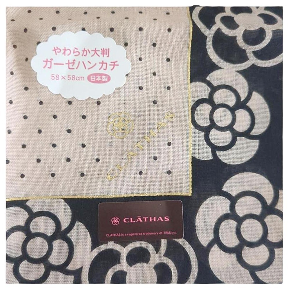 [58*58]日本製 CLATHAS山茶花 手帕 專櫃品牌 純棉手帕 大方巾 領巾 絲巾 圍巾-規格圖10