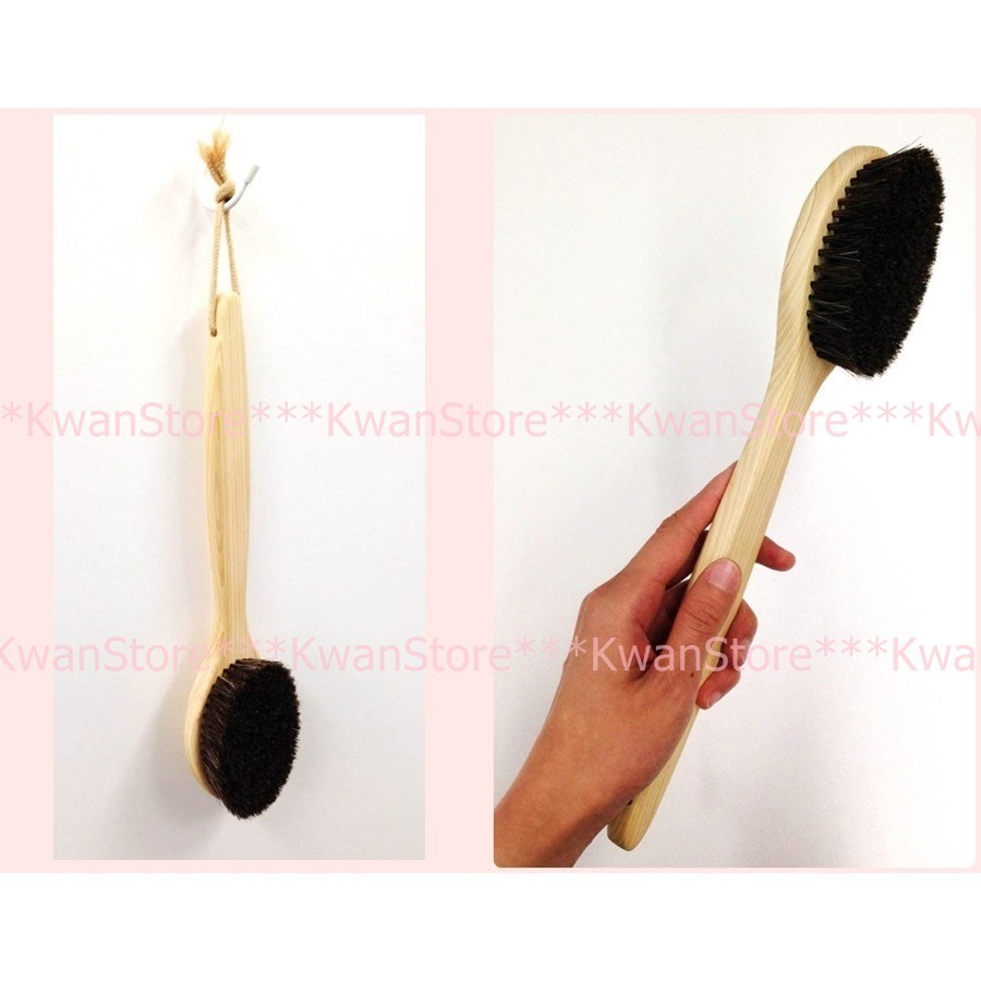 日本製 OHE 檜木柄馬毛澡刷 洗澡刷 沐浴刷-直-細節圖2